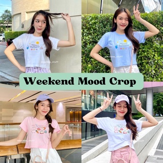 ◆seoulday_stuff◆Weekend Mood Crop เสื้อครอป น่ารัก สไตส์เกาหลี ผ้าคอตตอน 100% นิ่มใส่สบายมาก ไม่ร้อนแน่นอน