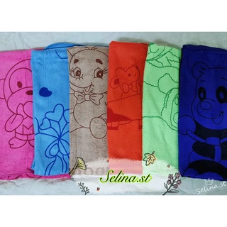 (6ผืน) ผ้าเช็ดตัว​ ผ้าห่่อตัว ผ้านาโน ลายการ์ตูน แบบบาง ขนาด70*140ซม.