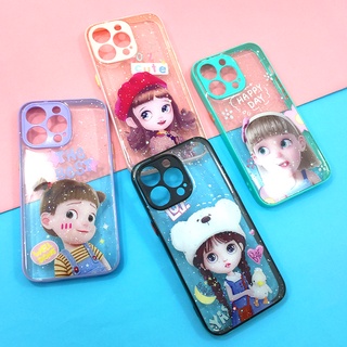 เคส i7/ i11 Pro Max i12/ i13 Pro/ Oppo A94 "พร้อมส่งจากไทย!! เคส TPU ขอบสีกันกล้อง กากเพชรกริตเตอร์ เคสแฟชั่น