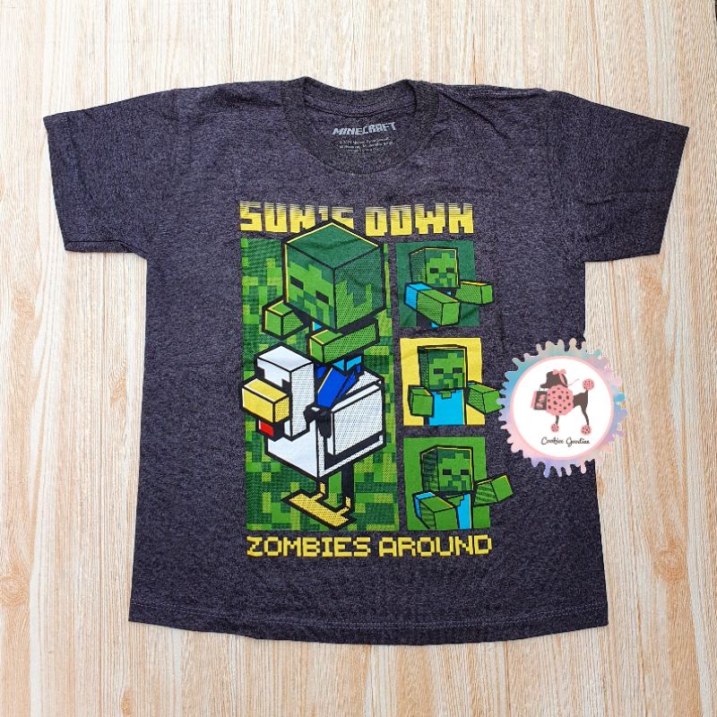 เสื้อยืด Min3craft Zombies รอบไซส์ XL 14-16T