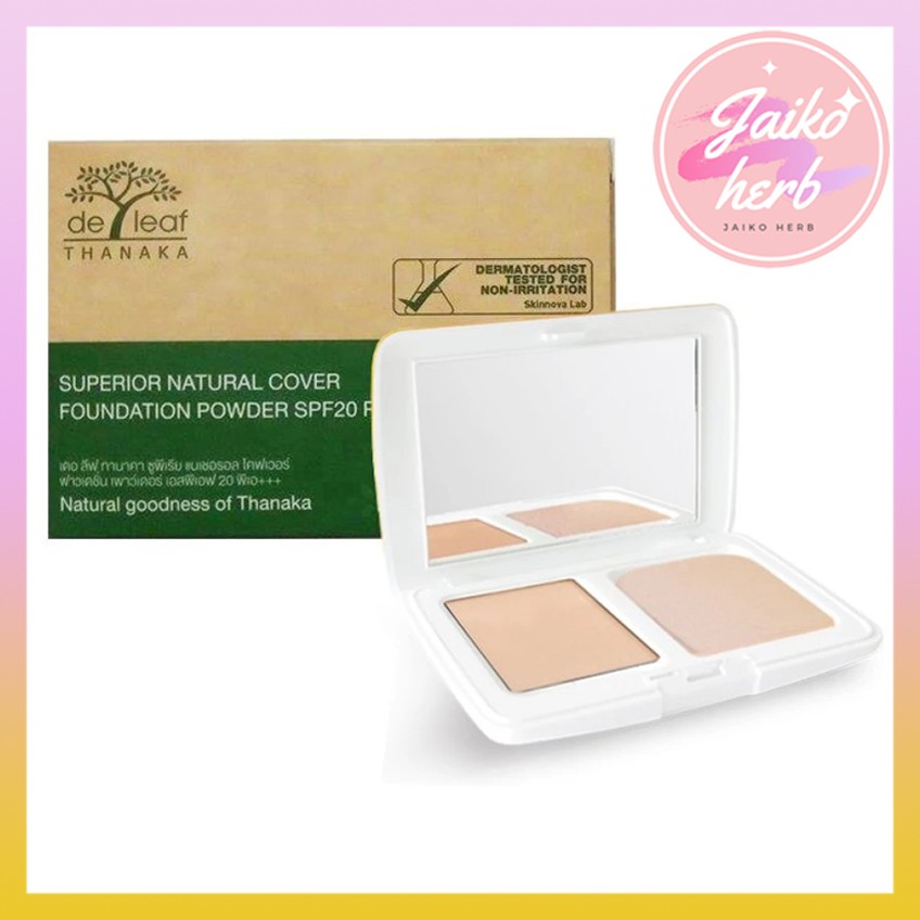 De leaf Tanaka , แป้งพัฟผสมรองพื้น SPF20 PA++ ,สำหรับผิวแพ้ง่าย , เดอ ลีฟ ทานาคา แนเชอรอล โคฟเวอร์ ฟ