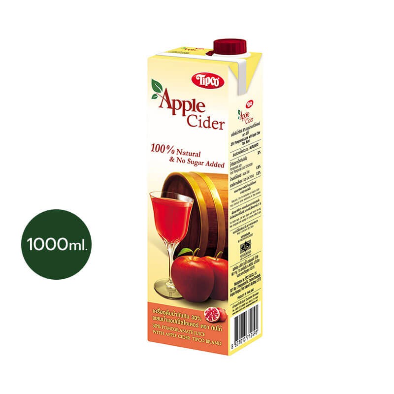 TIPCO น้ำทับทิม ผสมน้ำแอปเปิ้ลไซเดอร์ Pomegranate juice Apple Cider 30% ขนาด1000 มล.
