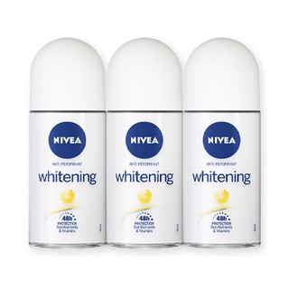 🔥ยอดนิยม!! นีเวีย ดีโอ ไวท์เทนนิ่ง โรลออน 50 มล. แพ็ค 3 ขวด Nivea Whitening Roll-on 50 ml x 3