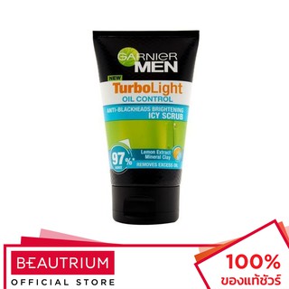 GARNIER Men Turbolight Oil Control Anti-Blackheads Brightening Icy Scrub โฟมล้างหน้า 100ml