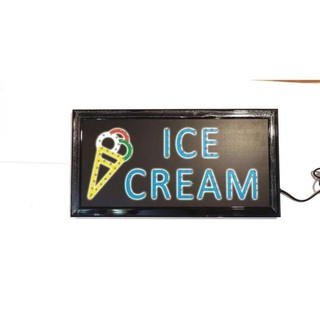 ﻿ป้ายไฟLED ice cream ขนาด50*26 ซม. อักษร ตกแต่งร้าน สถานที่ LED SIGN ข้อความ