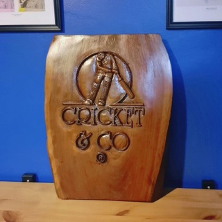 [วินเทจ]​ ไม้แท้แกะสลัก​แบรนด์​ ​CRICKET &amp; Co​🏏Craft Art แขวนผนังได้✨