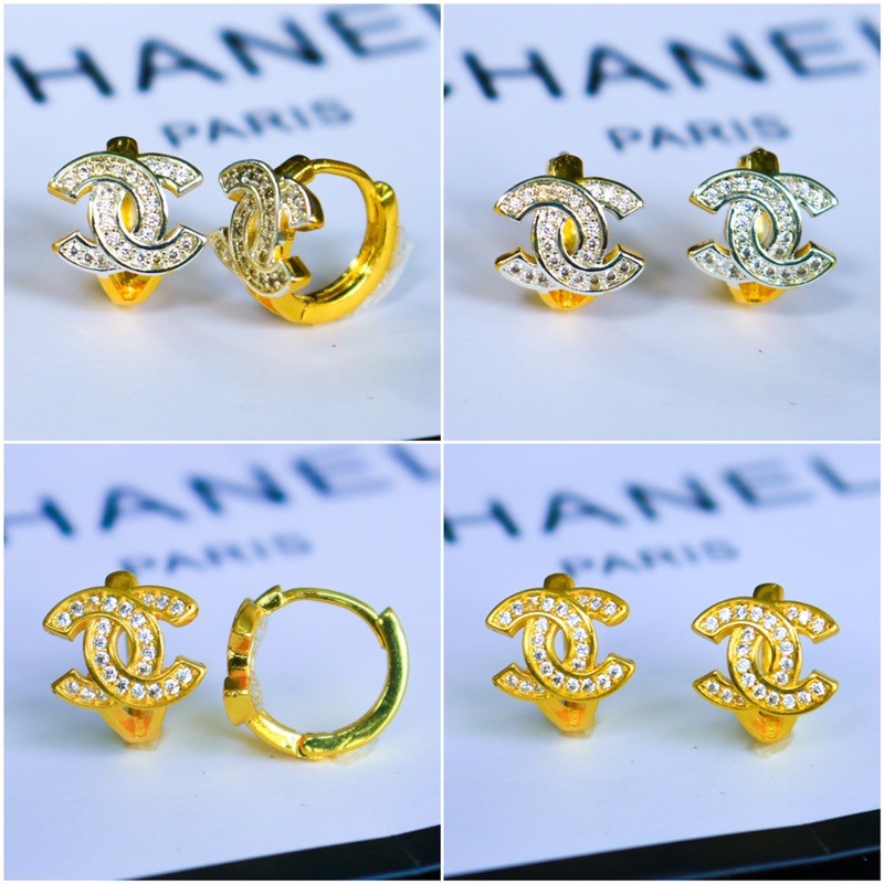 ต่างหูห่วงเพชร  ต่างหูห่วงห้อยชุดที่1 รุ่นขายดี 1คู่  CN Jewelry ตุ้มหู ต่างหูห่วงทอง ต่างหูแฟชั่น ต่างหูผู้หญิง