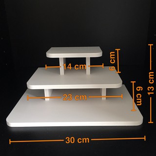 ชั้นวางพระบูชาในบ้านและคอนโด ฐานแบน 3ชั้น วัสดุพลาสวูด ทนแดด ทนน้ำ ขนาดตามภาพ สามารถวางพระประธานขนาด ฐาน 3-7นิ้วได้ บูชา