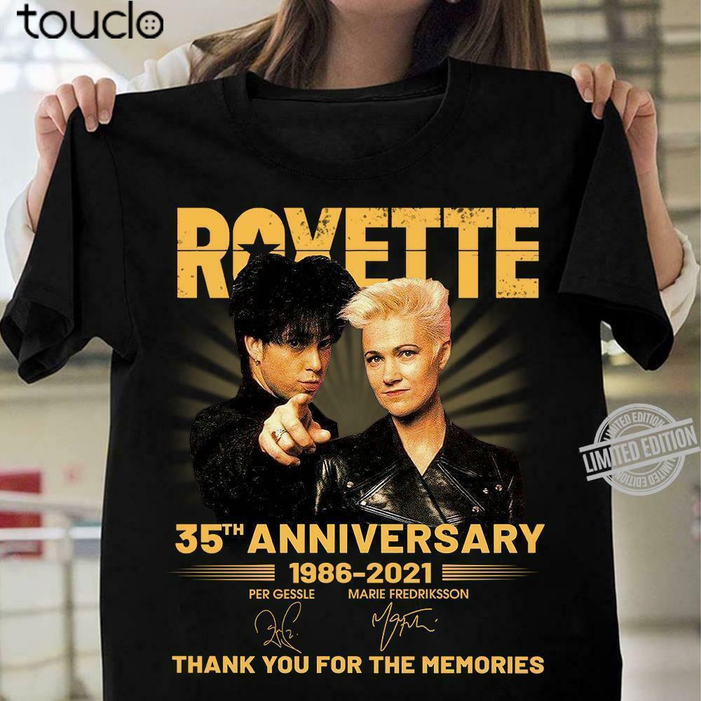 Roxette 35th Anniversary 1986-2021 ขอบคุณสําหรับความทรงจําผู้ชายเสื้อยืดสีดํา