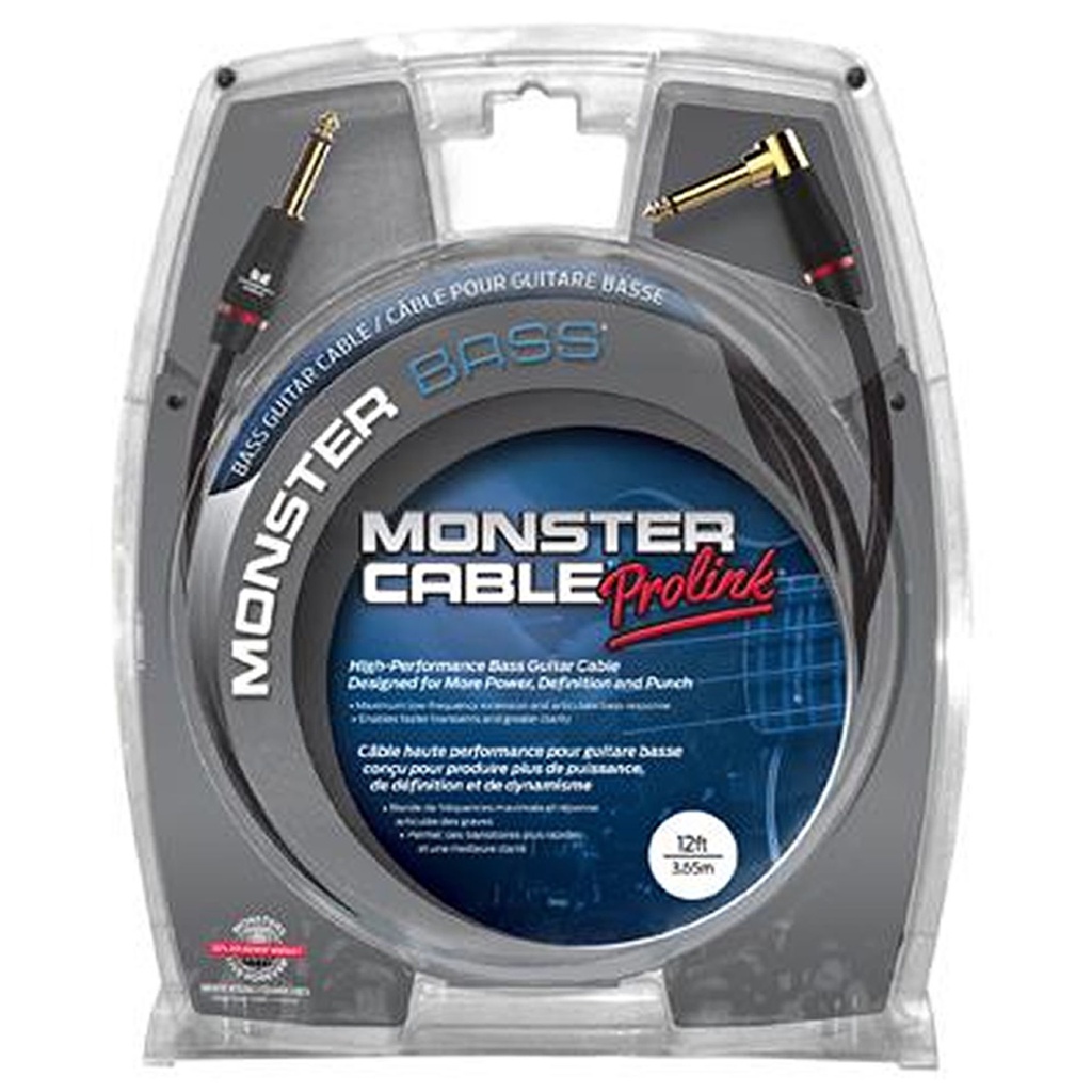 Monster Bass 12ft Angled to Straight Instrument Cable