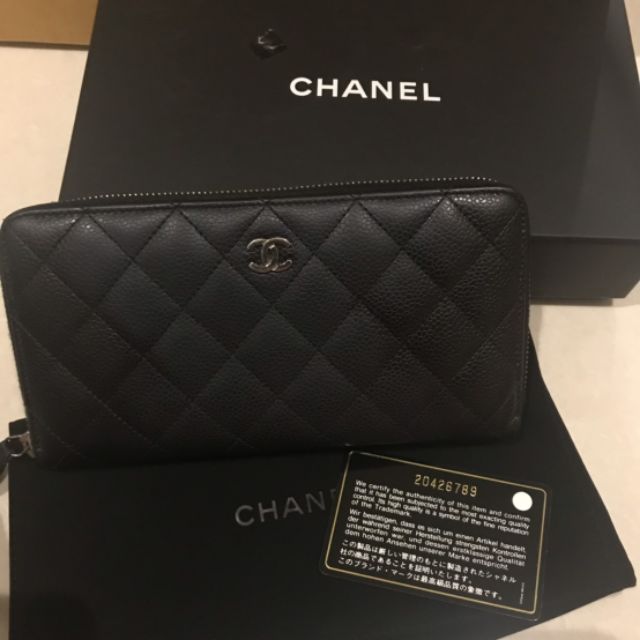 กระเป๋าตังค์ Chanel caviar holo 20 อะไหล่เงิน