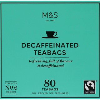 M&amp;S Decaffeinated Tea Bags 1 กล่อง = 80 ซอง ชาไม่มีคาเฟอีน