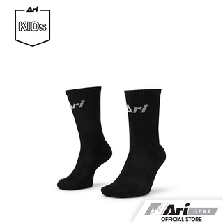 ARI JUNIOR CREW SOCKS - BLACK/WHITE ถุงเท้าเด็ก อาริ สั้น สีดำ