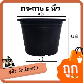 [มีโค๊ดส่วนลด60บาท] กระถางกลมดำ 6นิ้ว อย่างดี พร้อมส่ง By.คิม เกษตรเงินล้าน