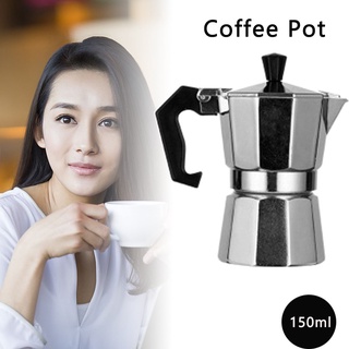 กาต้มกาแฟสด มอคค่าพอท หม้อชงกาแฟ เครื่องชงกาแฟ อลูมิเนียม Moka Pot Stove Top Coffee Maker 3 ถ้วย/150ml gensen