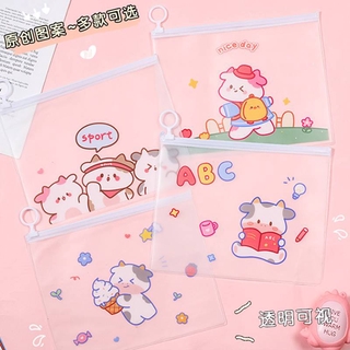 กระเป๋าเก็บเครื่องเขียน กระเป๋าดินสอ Kawaii Cartoon Large Pencil Case Stationery Storage Bags plastic Pencil Bag Cute Makeup Bag School Supplies for Girl Kids Gift