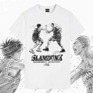 เสื้อยืดสีขาวเสื้อยืดแขนสั้น ผ้าฝ้ายแท้ พิมพ์ลายอนิเมะ Slam Dunk Co-Branded Rukawa Maple Sakuragi Hanado แฟชั่นฤดูร้อน ส