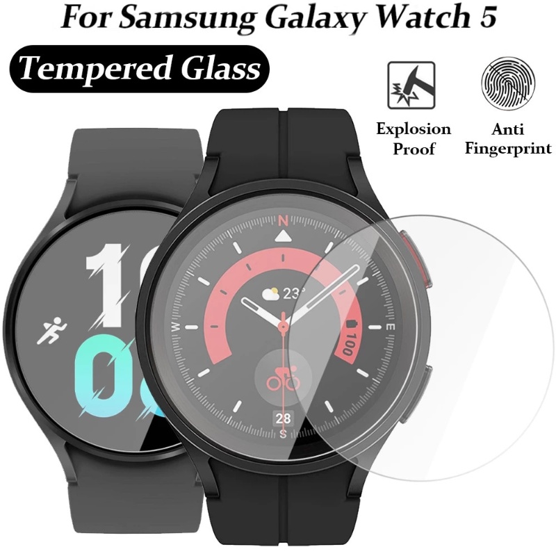 ฟิล์มกระจกนิรภัย ป้องกันรอยขีดข่วน แบบบางเฉียบ / ตัวป้องกันหน้าจอสมาร์ทวอทช์ HD แบบเต็ม สําหรับ Samsung Galaxy Watch 5 40/44 มม.