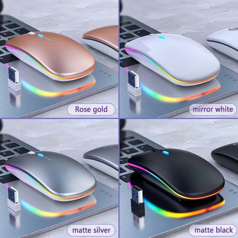 เมาส์ไร้สาย wireless mouse 2.4GHz + Bluetooth มีไฟ RBG เปลี่ยนสีได้ เม้าส์ไร้สาย เมาส์บลูทูธ