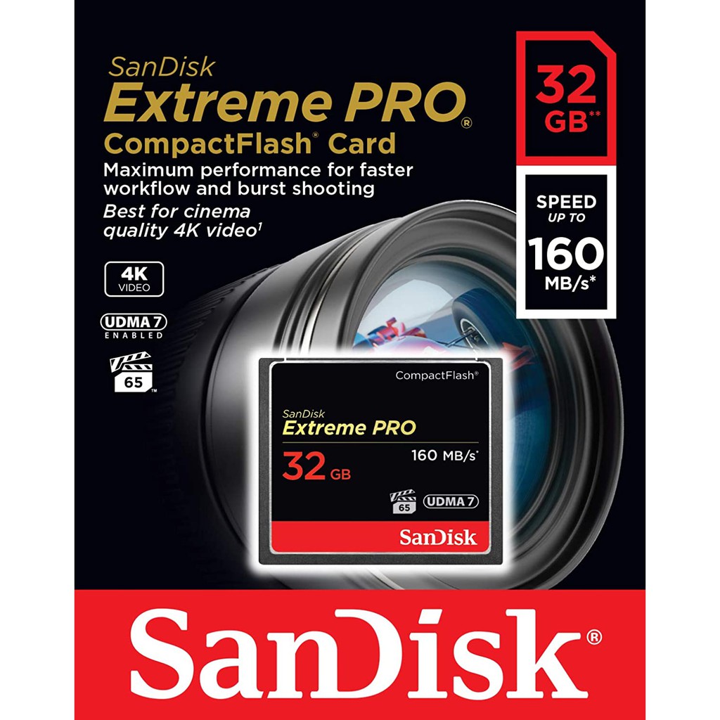 Sandisk Compact Flash Card Extreme Pro 32GB speed up to160mb/s การ์ด CF ประกันตลอดอายุการใช้งาน รุ่น