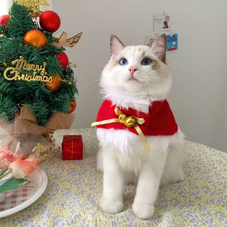หมวกสัตว์เลี้ยง👒สัตว์เลี้ยง แมว ฤดูหนาว เสื้อผ้าคริสต์มาส หุ่นกระบอกสั้นอังกฤษ น่ารัก เสื้อคลุม เสื้อคลุม ปีใหม่ สุนัข