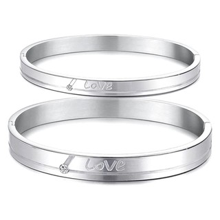 TANITTgems กำไลคู่รักประดับเพชรสลักอักษร Love - Silver #657