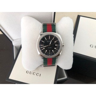 ส่งฟรี+ของแท้ 100%🌈GUCCI YA142305 Green Red Nylon Strap Watch