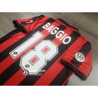 [Retro] - เสื้อฟุตบอล ย้อนยุค AC Milan Home เอซี มิลาน เหย้า 1996/97 Full Option พร้อมเบอร์ชื่อ 18 BAGGIO