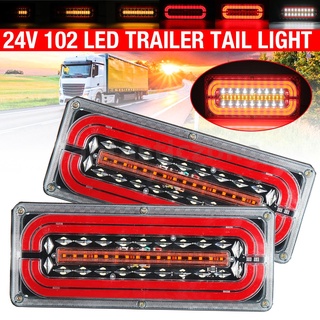 Fantasticzone ไฟเลี้ยว ไฟเบรกท้าย Led 102 ดวง 24V อุปกรณ์เสริม สําหรับรถยนต์ รถบรรทุก รถพ่วง