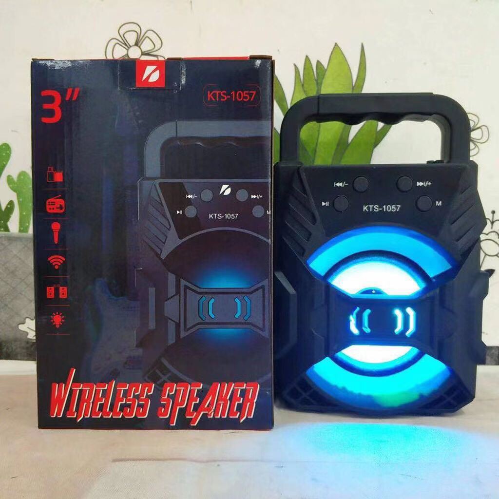 KTS KTS-1057 ลำโพงบลูทูธไร้สายแบบพกพา ดำ ขนาด 3 นิ้ว
