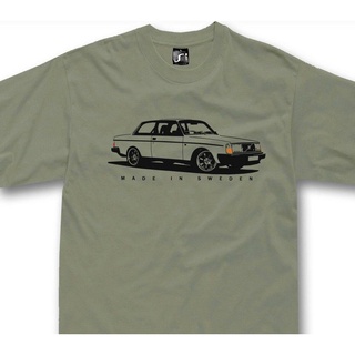 เสื้อยืดคอกลมcrew neckสำหรับ volvo 242 244 แฟนสวีเดนรถ tee แขนสั้นกีฬา oversize คลาสสิกเสื้อยืดวันพ่อวันเกิดของขวัญS-4XL