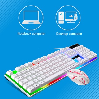 คีย์บอร์ดเรืองแสงและชุดเมาส์หุ่นยนต์เกมคอมพิวเตอร์ตั้งโต๊ะรู้สึก Rainbow Backlight Gaming Keyboard Mouse+Pad Set