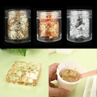 แผ่นฟอยล์กลิตเตอร์ อีพ็อกซี่ สีเงิน สีทอง สําหรับตกแต่งเล็บ DIY