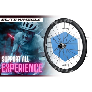 ELITE WHEELS PE Ultralight carbon Spoke [ขอบดำ//โลโก้ดำ]