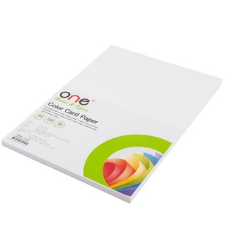 กระดาษการ์ดสี A4 150 แกรม สีขาว (แพ็ค50แผ่น) ONE/A4 150 gram color card paper, white (pack of 50 sheets) ONE