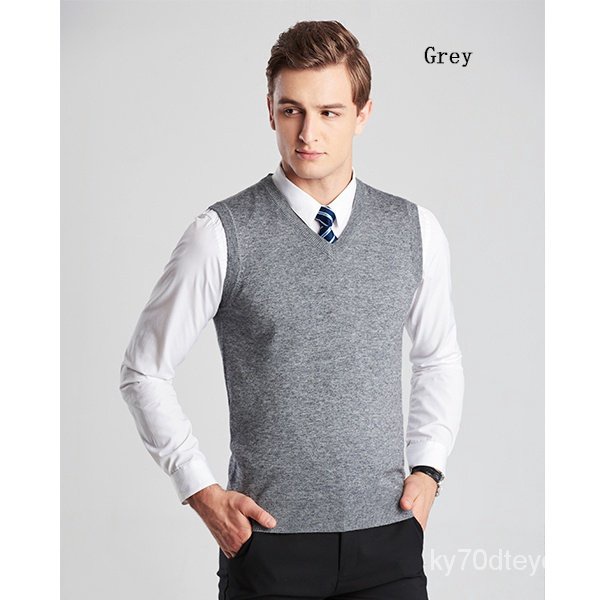 New Men V-neck Thin Sweater Vest Business Sweater Sleeveless Mens Cool Sweater #4