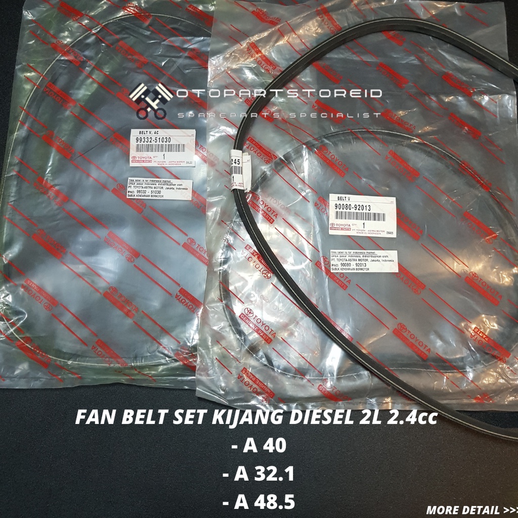 FAN BELT V BELT KIJANG DIESEL 2400cc 2L SET ORIGINAL