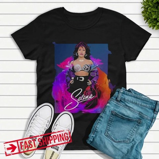 แขนสั้นcrew neckเสื้อยืด พิมพ์ลาย Selena Quintanilla สีน้ํา สไตล์วินเทจ คลาสสิก ไซซ์ S - 3XlS-XXXXL