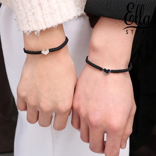 Ellastore123 สร้อยข้อมือเชือกถัก รูปหัวใจ ตัวอักษร 26 ตัว ปรับได้ เครื่องประดับ สําหรับวันวาเลนไทน์