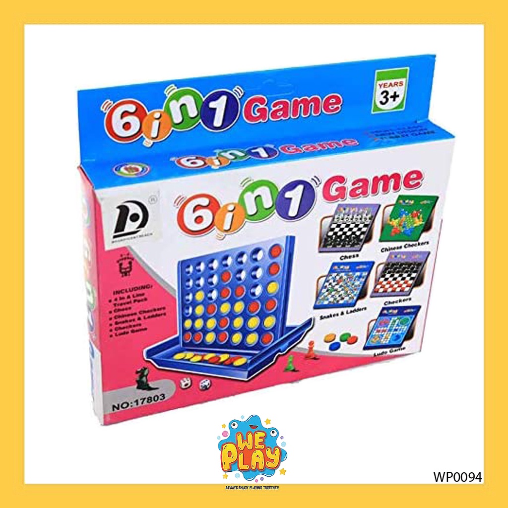 WE PLAY พร้อมส่ง สุดคุ้ม เกมกระดาน 6 in 1 หมากรุก บันไดงู, หมากรุกจีน, 4 in a Line, Checker หมากฮอส 