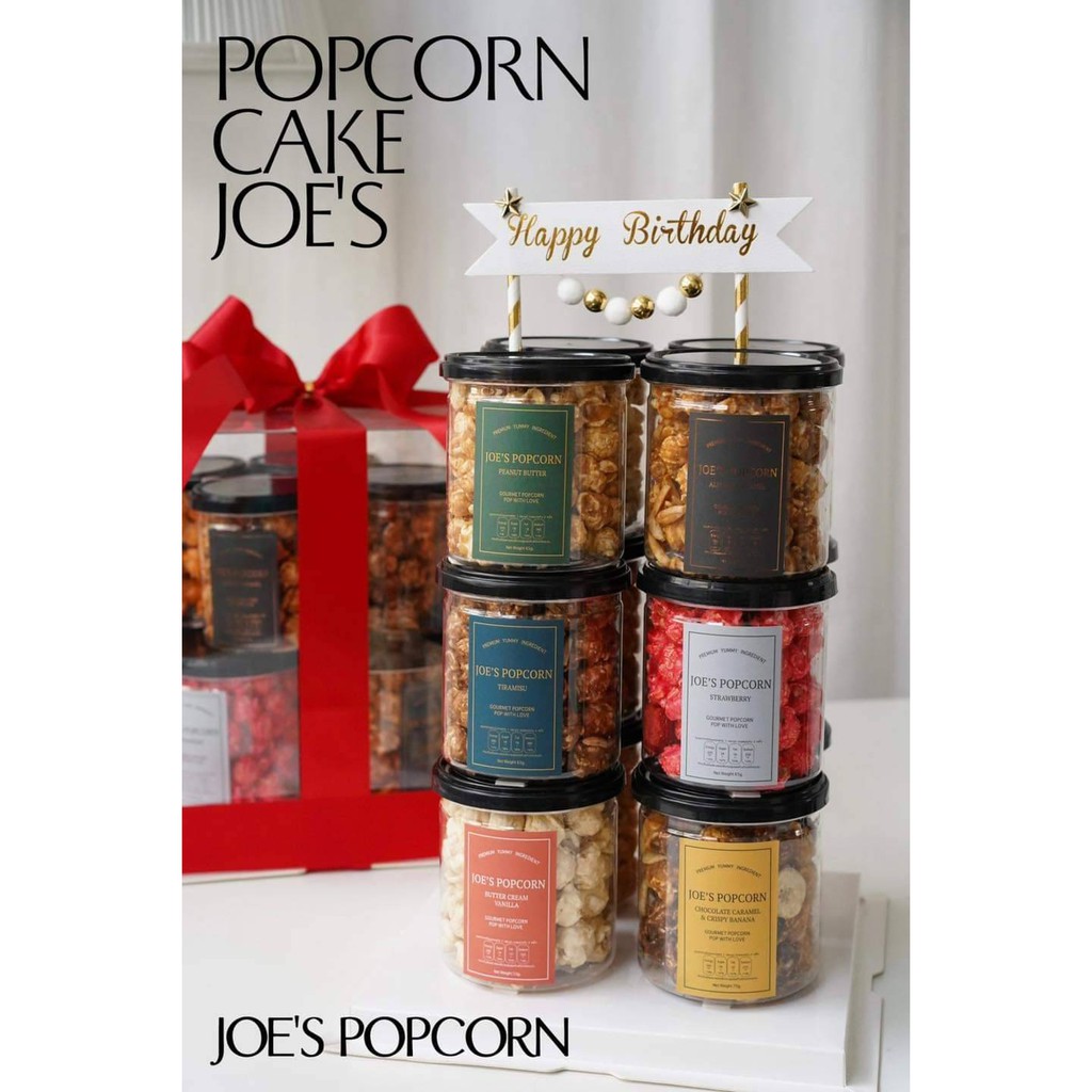 โจป๊อปคอร์น  Joe's Popcorn   มอบเป็นของขวัญวันเกิดวันพิเศษ  รุ่น  SET POP CAKE แบบกระปุก