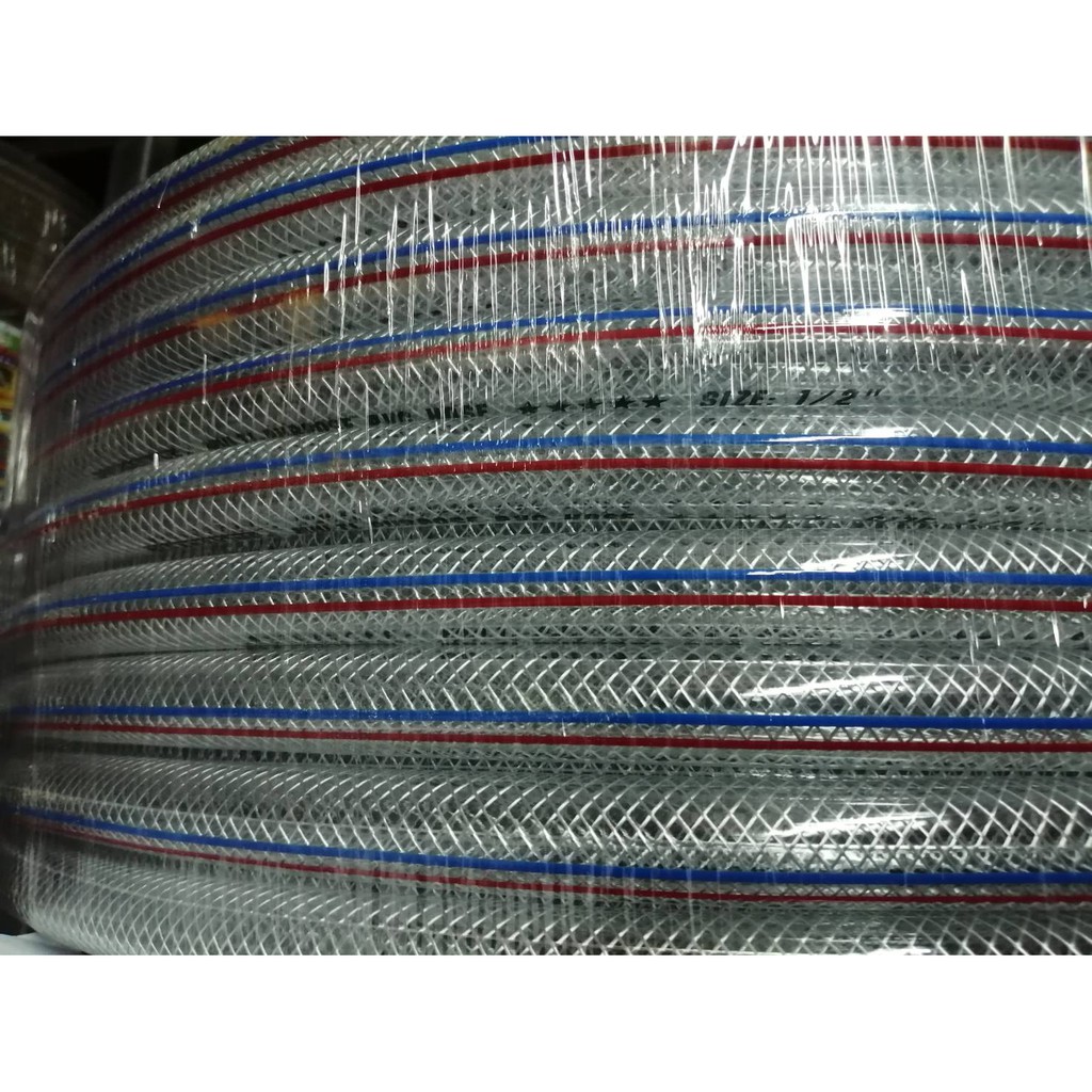Oceanstone สายยางแก๊ส สายยางเสริมเชือกถัก-ใส สายยางอเนกประสงค์ Oceanstone 1/2" (12.7x17.7mm.) แบ่งเม
