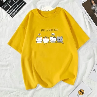 เสื้อยืดผู้หญิงแฟชั่นสาวลายการ์ตูนน่ารักโอเวอร์ไซส์เสื้อผ้าแฟชั่นส่วนยาวหลวมของเวอร์ชั่นเกาหลีสวมใส่สบายมากA58