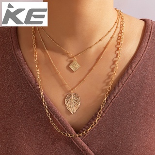 Jewelry Alloy Leaf Three Necklace Geometric Irregular Necklace for girls for women low price