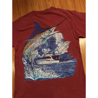 เสื้อยืดผ้าฝ้าย เสื้อยืดลายปลามือสอง VINTAGE 00s GUY HARVEY POCKET TEE Size S มือ2