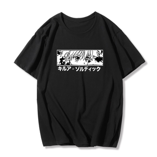 เสื้อยืดผ้าฝ้าย Hunter X Hunter Killua Eyes เสื้อยืดลําลองสําหรับสตรีแขนสั้นคอกลมพิมพ์ลาย