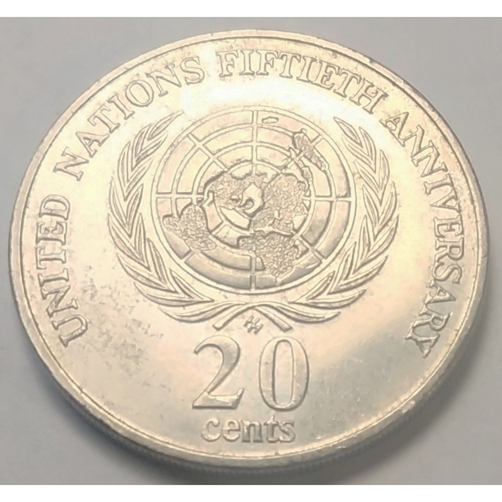ปี 1995, เหรียญ 20 Cents, ประเทศออสเตรเลีย (Australia), Queen Elizabeth II, 50th the United Nations