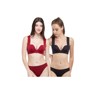 Wacoal Smart Size Go Girls วาโก้ S M L Bra set 2 ชิ้น รุ่น WB3Y27 สีดำ-แดง (เฉพาะบรา)