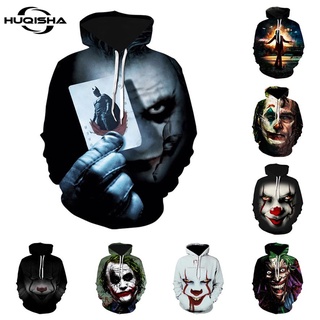 ใหม่เสื้อกันหนาวเสื้อฮู้ดดี้พิมพ์ลาย Movie Joker 3D แฟชั่นสําหรับผู้ชายผู้หญิง