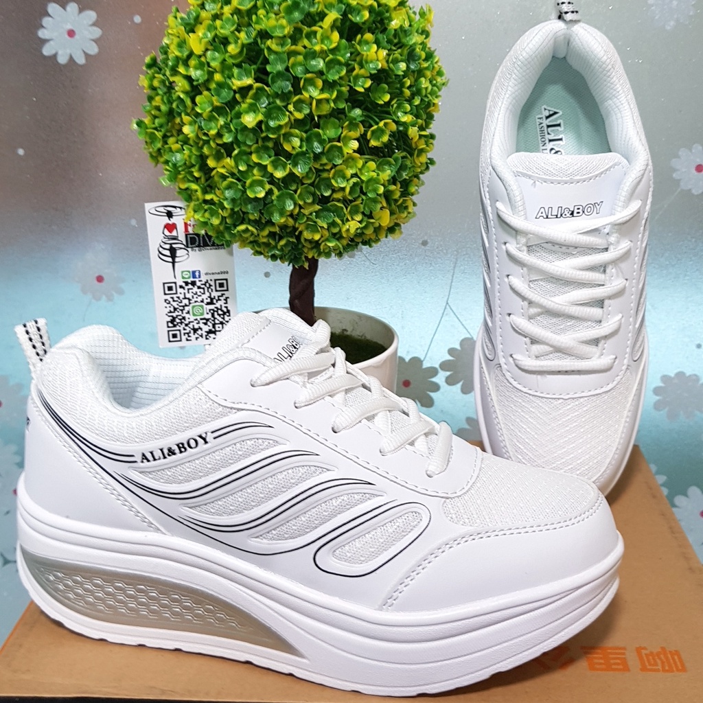 ALI&BOY รองเท้าผ้าใบผู้หญิงเพื่อสุขภาพ รุ่นปีกนางฟ้า สีพื้น ใส่นิ่ม เบาสบาย ความสูง 5 ซม. ไซส์ 36-40 - รูปที่ 6